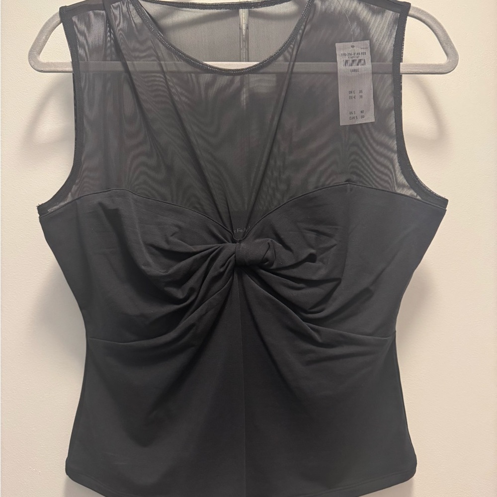 Abercrombie & Fitch Black Mesh Blouse with Knot Detail